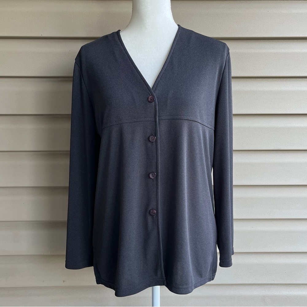 •Norton McNaughton• Gray Button Down Blouse/Cardigan - Size Medium